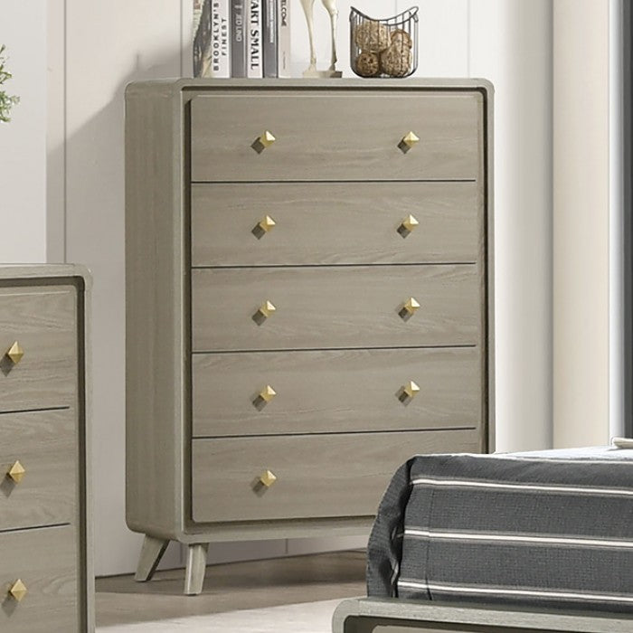 Modern Gray Chest with Gold Drawer Pulls Modern Gray Chest with Gold Drawer Pulls