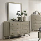 Modern Gray Rubberwood Dresser – Gold Metal Knobs and English Dovetail Drawers