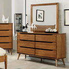 Mid-Century Modern Solid Wood Dresser – Round Tapered Legs and Optional Mirror