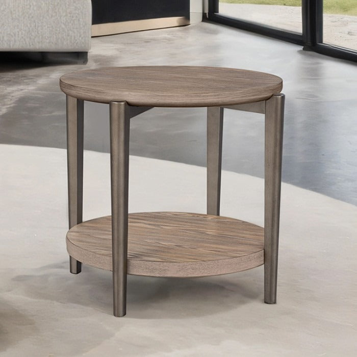 Contemporary Ash Table with Metal Legs and Hidden Casters