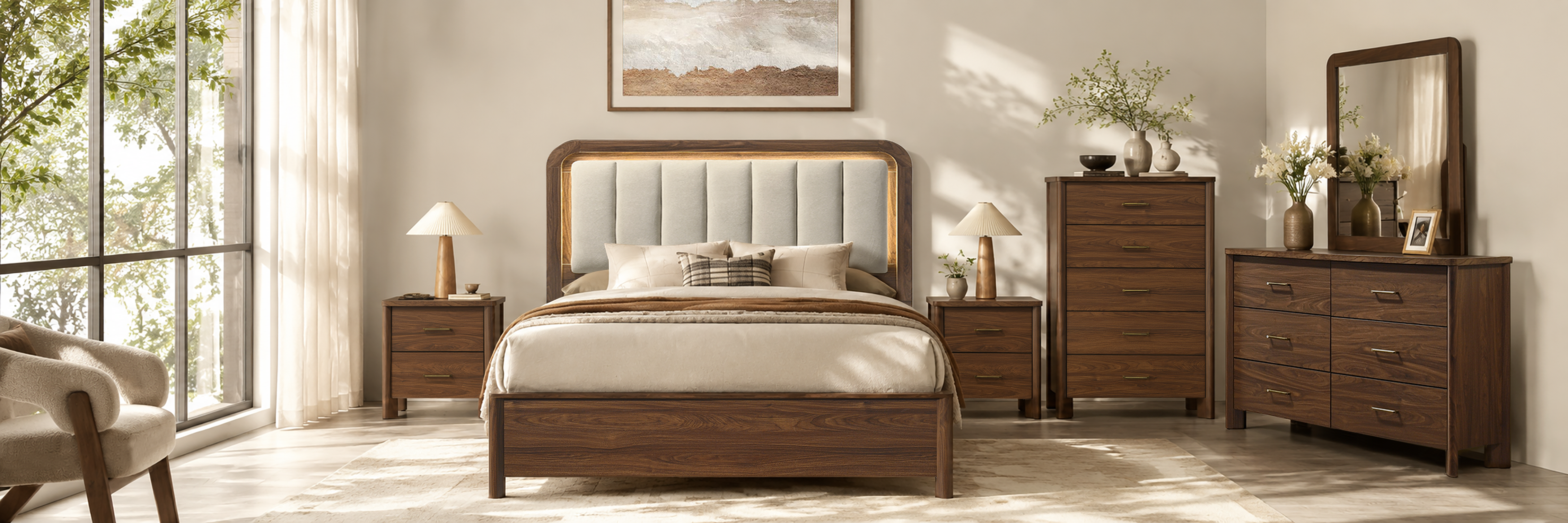 Walnut Modern Bedroom Collection