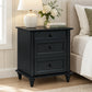 Traditional 3-Drawer Nightstand with Solid Wood Legs, Quick Assembly