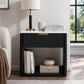 Transitional Fluted Nightstand with Drawer & Open Shelf, Aluminum Handle