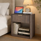Transitional Fluted Nightstand with Drawer & Open Shelf, Aluminum Handle