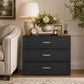 Oversized Transitional 3-Drawer Nightstand with Aluminum Handles & Extra Storage