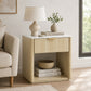 Transitional Fluted Nightstand with Drawer & Open Shelf, Aluminum Handle