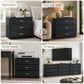 Oversized Transitional 3-Drawer Nightstand with Aluminum Handles & Extra Storage