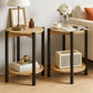 Round End Table with Open Shelf & Metal Legs – Transitional Wood Look Side Table for Living Room & Small Spaces