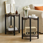 Round End Table with Open Shelf & Metal Legs – Transitional Wood Look Side Table for Living Room & Small Spaces