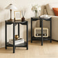 Round End Table with Open Shelf & Metal Legs – Transitional Wood Look Side Table for Living Room & Small Spaces