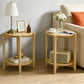 Round End Table with Open Shelf & Metal Legs – Transitional Wood Look Side Table for Living Room & Small Spaces