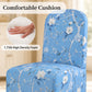 French Farmhouse Upholstered Dining Chair with Rounded Back, Caster Legs & Skirted Design