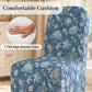 French Farmhouse Upholstered Dining Chair with Rounded Back, Caster Legs & Skirted Design