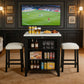 3-Piece Dining Set with USB Charging, Storage Shelves & Boucle Stools, High Gloss Kitchen Table for Small Spaces