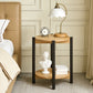 Round End Table with Open Shelf & Metal Legs – Transitional Wood Look Side Table for Living Room & Small Spaces