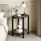 Round End Table with Open Shelf & Metal Legs – Transitional Wood Look Side Table for Living Room & Small Spaces