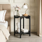 Round End Table with Open Shelf & Metal Legs – Transitional Wood Look Side Table for Living Room & Small Spaces