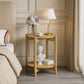 Round End Table with Open Shelf & Metal Legs – Transitional Wood Look Side Table for Living Room & Small Spaces