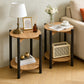 Round End Table with Open Shelf & Metal Legs – Transitional Wood Look Side Table for Living Room & Small Spaces