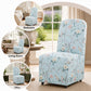 French Farmhouse Upholstered Dining Chair with Rounded Back, Caster Legs & Skirted Design