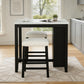 3-Piece Dining Set with USB Charging, Storage Shelves & Boucle Stools, High Gloss Kitchen Table for Small Spaces