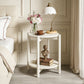 Round End Table with Open Shelf & Metal Legs – Transitional Wood Look Side Table for Living Room & Small Spaces