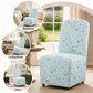 French Farmhouse Upholstered Dining Chair with Rounded Back, Caster Legs & Skirted Design