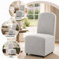 French Farmhouse Upholstered Dining Chair with Rounded Back, Caster Legs & Skirted Design