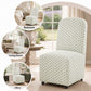French Farmhouse Upholstered Dining Chair with Rounded Back, Caster Legs & Skirted Design
