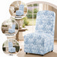 French Farmhouse Upholstered Dining Chair with Rounded Back, Caster Legs & Skirted Design