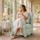 French Traditional Accent Chair with Scalloped Back and 1.75 lb High-Density Foam