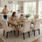 Rustic Upholstered Dining Chair with Button-Tufted Scroll Back