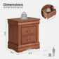 Fully Assembled Transitional Sleigh Wood Nightstand with 2 Dovetail Drawers and Metal Pulls