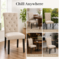 Rustic Upholstered Dining Chair with Button-Tufted Scroll Back