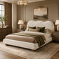 Contemporary Velvet and Boucle Upholstered Bed – Solid Rubberwood Frame