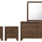Mid-Century Modern Walnut 3-Piece Bedroom Storage Set with 2 Nightstands & Dresser with Optional Mirror