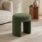 Contemporary Teddy Bouclé Accent Stool with Solid Wood Frame – Fully Assembled