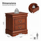 Fully Assembled Transitional Sleigh Wood Nightstand with 2 Dovetail Drawers and Metal Pulls