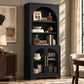 Arched Tempered Glass Door Storage Cabinet, 3-Tier Open Shelf Bookcase Display Cabinet