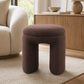 Contemporary Teddy Bouclé Accent Stool with Solid Wood Frame – Fully Assembled