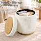 Nestable 2-Piece Storage Stool Set with 360° Swivel Base & Reversible Lid