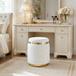 Contemporary Velvet Counter Stool with Gold Trim & Stainless Steel Base – Upholstered Modern Bar Stool