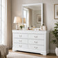 Transitional Sleigh Wood Dresser with Optional Mirror, Dovetail Drawers and Metal Pulls