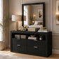 Contemporary Walnut Dresser with Optional Mirror, Finger Pull Drawers & Solid Wood Construction