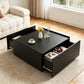Transitional Coffee Table with Dual Storage Drawers – Modern Wood Look Living Room Table