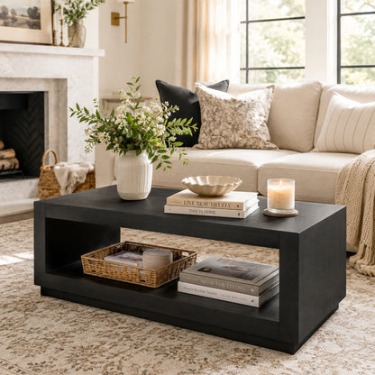 Contemporary Oak Coffee Table – Open Shelf Design with Plinth Base
