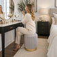 Contemporary Faux Fur Accent Stool with Gold Stainless Steel Base – Fully Assembled