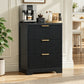 Fluted 3 Drawer Nightstand, Modern Wooden Storage Cabinet with Ribbed Drawer Fronts