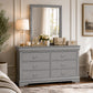 Transitional Sleigh Wood Dresser with Optional Mirror, Dovetail Drawers and Metal Pulls