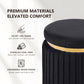 Contemporary Velvet Counter Stool with Gold Trim & Stainless Steel Base – Upholstered Modern Bar Stool